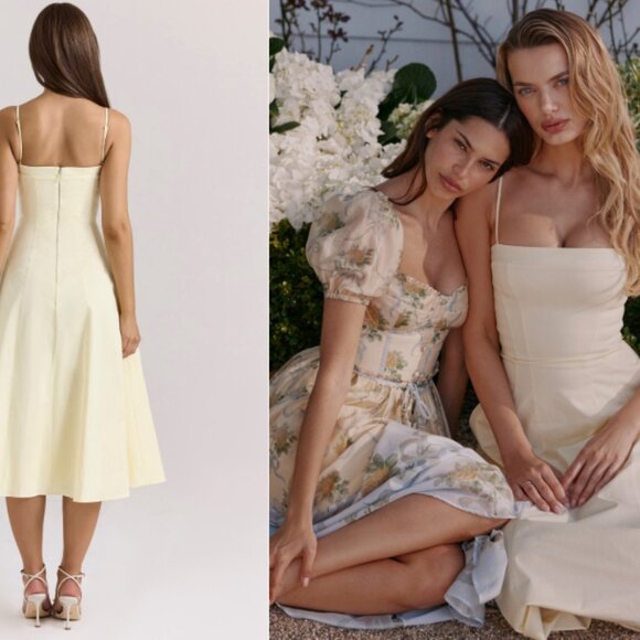 House of CB 'Dolly' Lemon Stretch Cotton A-Line Midi Sundress NWOT - Picture 2 of 8